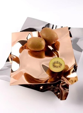 现代轻奢简约不规则不锈钢装饰果盘样板间茶几餐桌不锈钢水果盘收