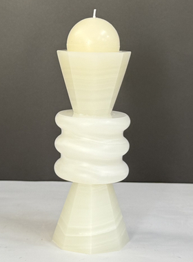 现代简约天然玉石原创几何创意烛台装饰品样板间售楼处香薰摆设