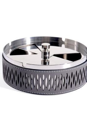 现代轻奢简约意式不锈钢皮革烟灰缸样板间茶几售楼处茶台装饰摆件