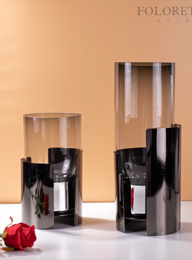 现代轻奢简约艺术玻璃创意花器果盘摆件样板间茶几台面花瓶装饰品