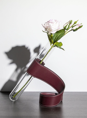 皮革现代简约客厅几何花器