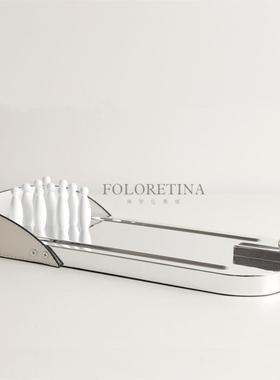 现代轻奢简约皮革几何创意装饰品摆设样板间售楼处迷你保龄球摆件