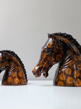 中古风复古风原创马头艺术摆件样板间售楼处少众马头雕塑装饰品