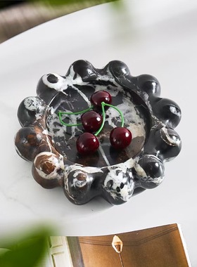 中古风天然玉石异形手工雕刻创意果盘样板间售楼处少众果盘装饰品