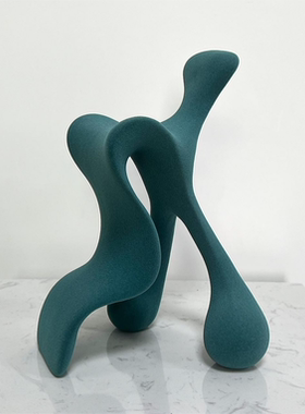 现代轻奢简约树脂植绒抽象几何椅子摆件样板间柜体艺术装饰品摆设