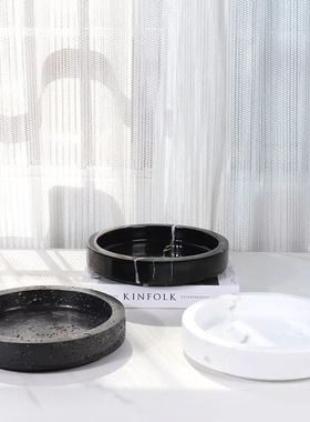 现代轻奢简约大理石永生青苔花盆新中式样板间客厅花盆装饰品摆设