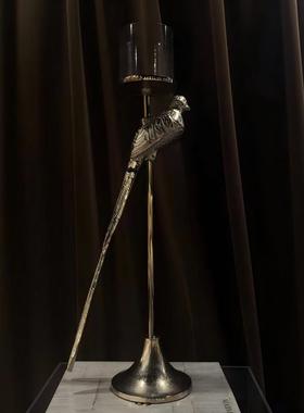 中古风复古风印度进口铝合金创意烛台装饰品摆件样板间售楼处烛台