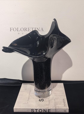 中古风手工艺术玻璃异形创意花器侘寂风样板间客厅疏离花瓶装饰品