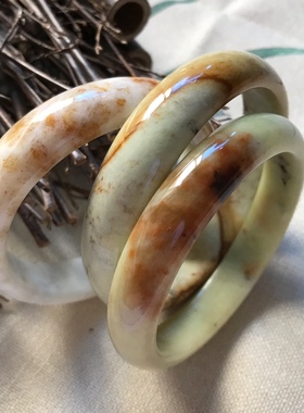 花料镯子蓝色水草天然岫玉