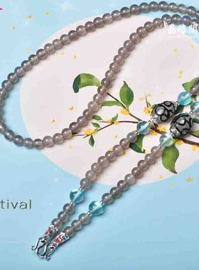 泰国佛牌链子挂绳水晶男女毛衣链天然水晶珠子玛瑙项链百搭饰