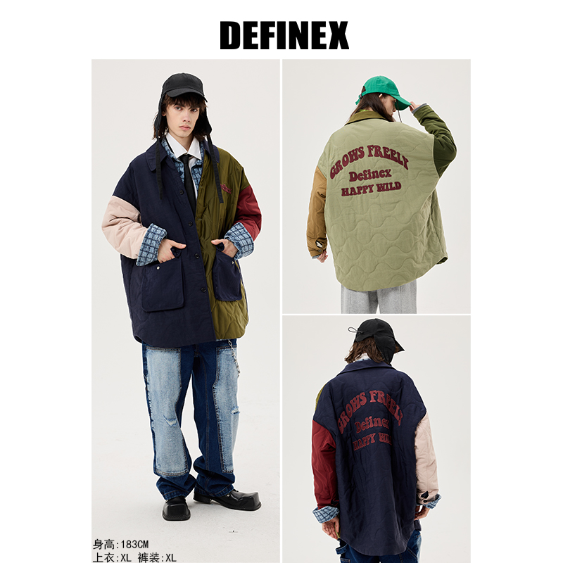 DEFINEX潮牌23冬美式飞行夹克棉服男高街保暖重磅棉风衣外套