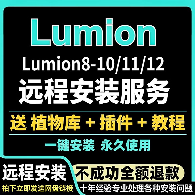 Lumion12pro/11/10/9/8/6/软件中文版远程安装服务插件素材包教程 - 图0