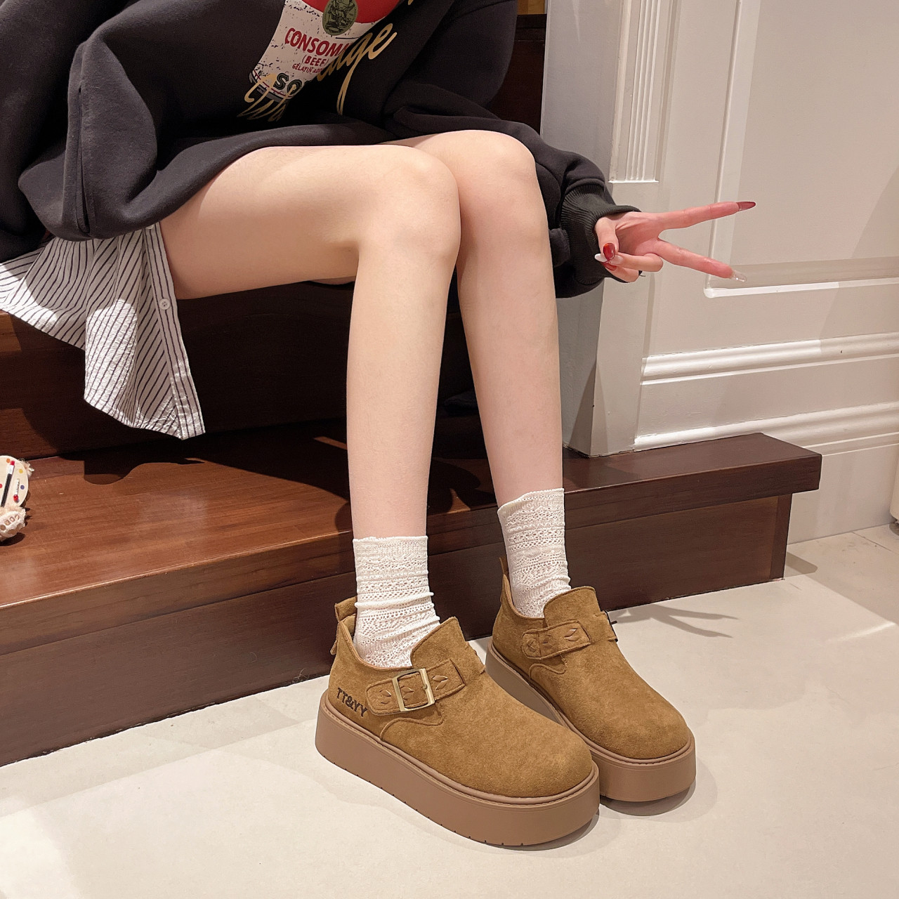 复古全包软底勃肯鞋女2026春季新款爆款小个子厚底大码41乐福单鞋,淘宝优惠券,粉丝福利购,淘宝优惠卷