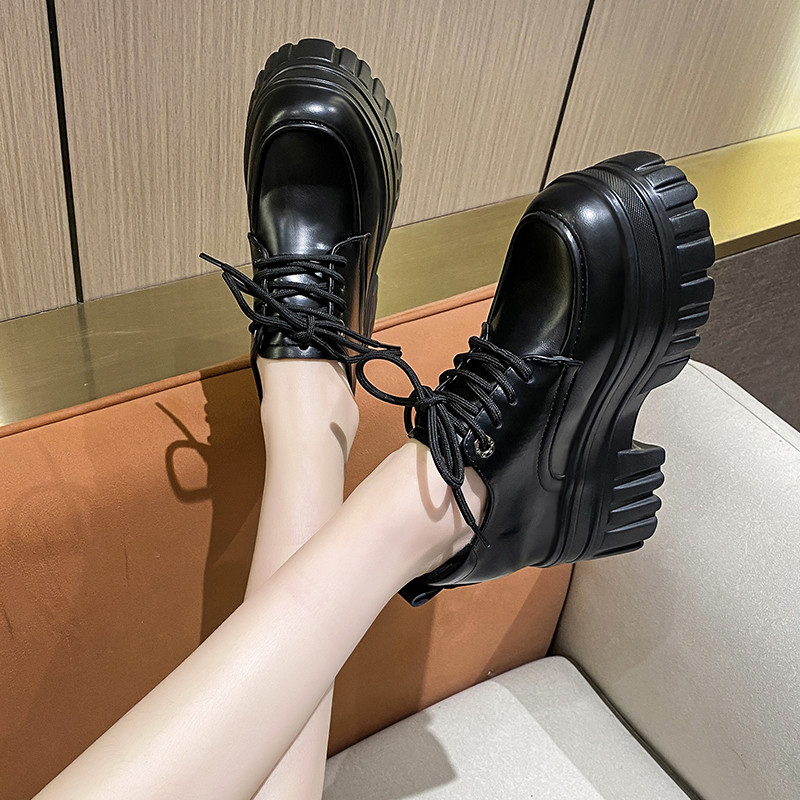 小个子内增高女鞋10cm小皮鞋春秋2025新款松糕厚底坡跟英伦风单,淘宝优惠券,粉丝福利购,淘宝优惠卷