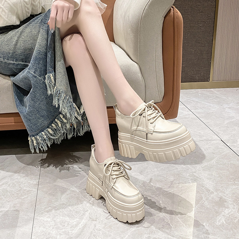 小个子内增高女鞋10cm小皮鞋春秋2025新款松糕厚底坡跟英伦风单,淘宝优惠券,粉丝福利购,淘宝优惠卷