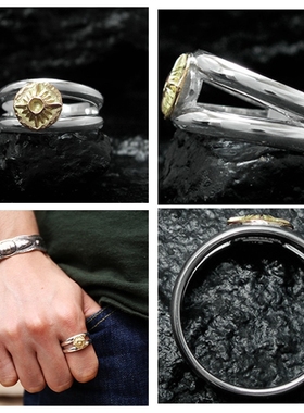 日本手工银饰太阳神环形戒指