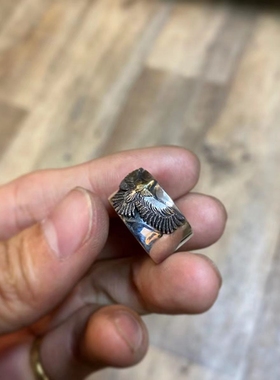 HorizonBlue复古平打戒指