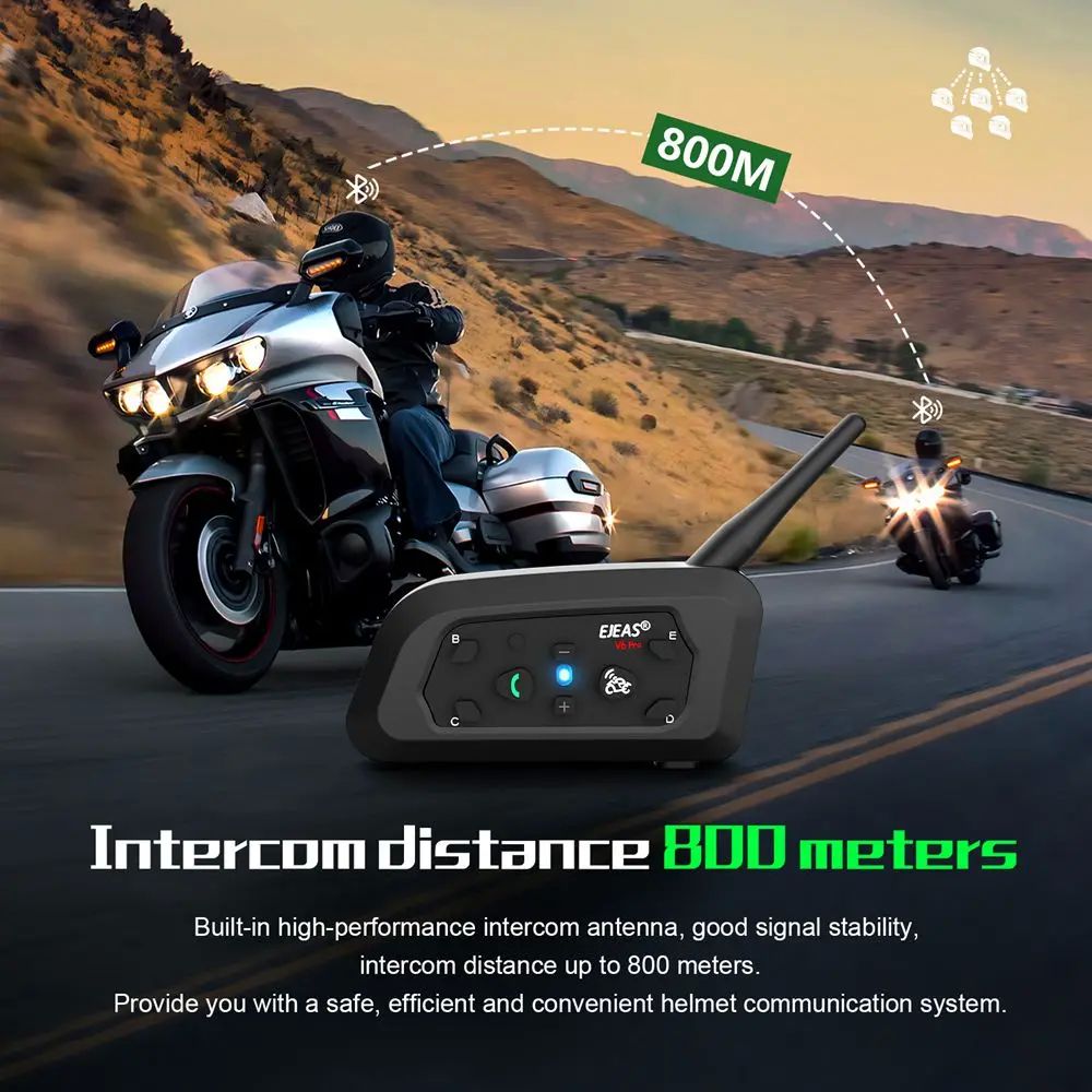 EJEAS V6 PRO Bluetooth Motorcycle Helmet Intercom Headset wi - 图1