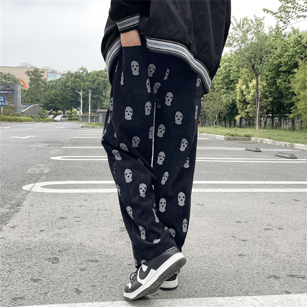 Harajuku 2022 Fahion Print Drawstring Casual Corduroy Men Ba - 图0