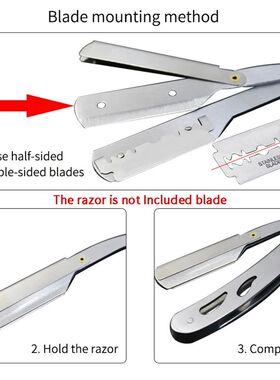 Men Shaving Barber Tools Hair Razor and Blades Antique Black