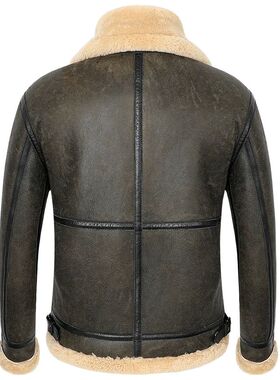 2022 Men's Winter Aviator Real Leather Jacket Sheepskin Shea