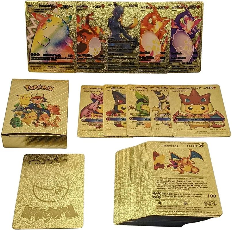 30-60pcs/set French pokemon card Metal Gold Vmax GX Energy C - 图2