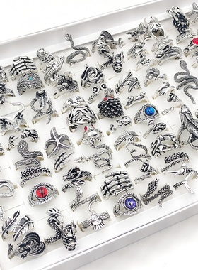 10 adet/toplu Vintage Punk Y?lan Ejderha ?eytan G?z Erkekler