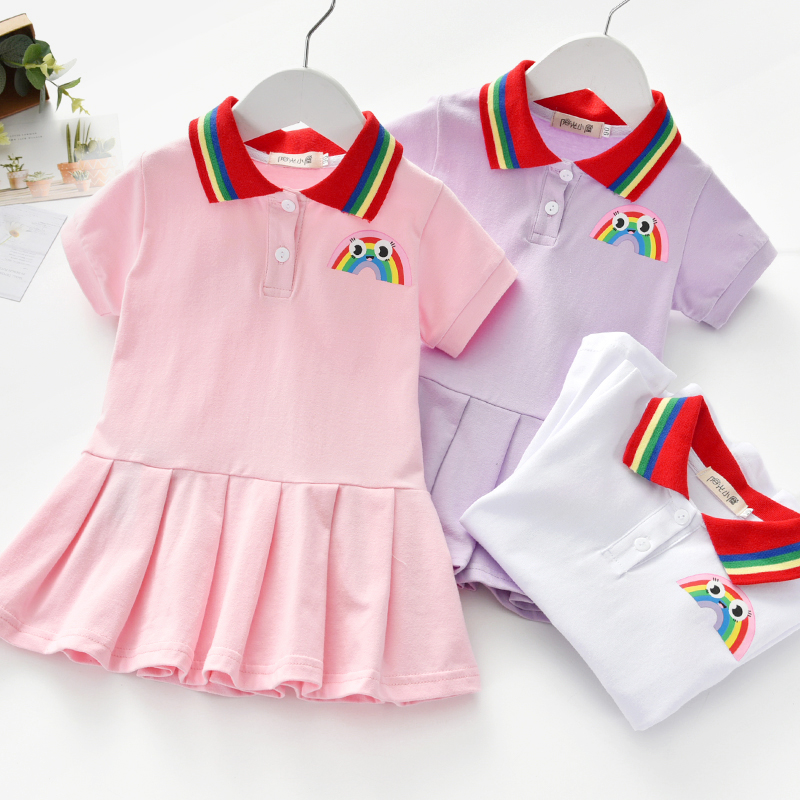 Unicon Children Dress Spring Summer Turn-Down Collar Kids Cl-图1