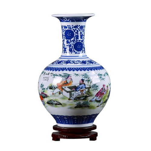 Джингджэнь керамическая ваза украшения синие и белые фарфоровые фигуры антикварные китайская домашняя гостиная украшения бесплатная доставка