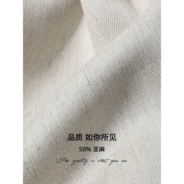 COCOBELLA ໂສ້ງຂາຍາວ linen pleated ແອວສູງ