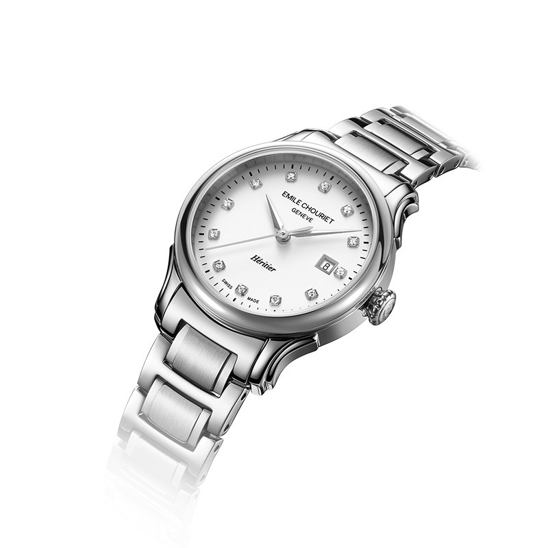 瑞士腕表艾米龙传承系列钢带镶钻女士手表自动机械手表女表