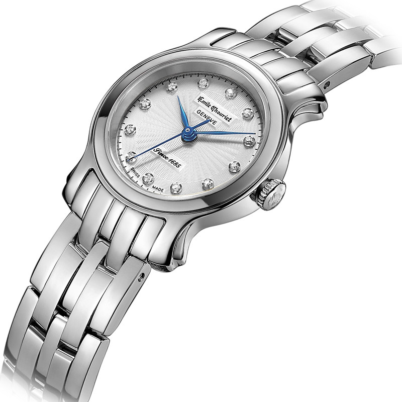 艾米龙Emile Chouriet时光之翼系列银盘钢带复古男女表情侣对表