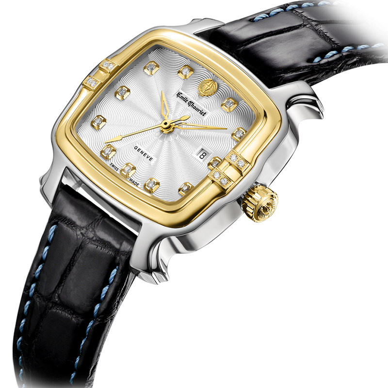 瑞士艾米龙官方正品明珠系列镶钻鳄鱼皮带机械女表