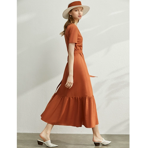 Amii Минималистичное платье, длинная черная длинная юбка, французский стиль, V-образный вырез, А-силуэт