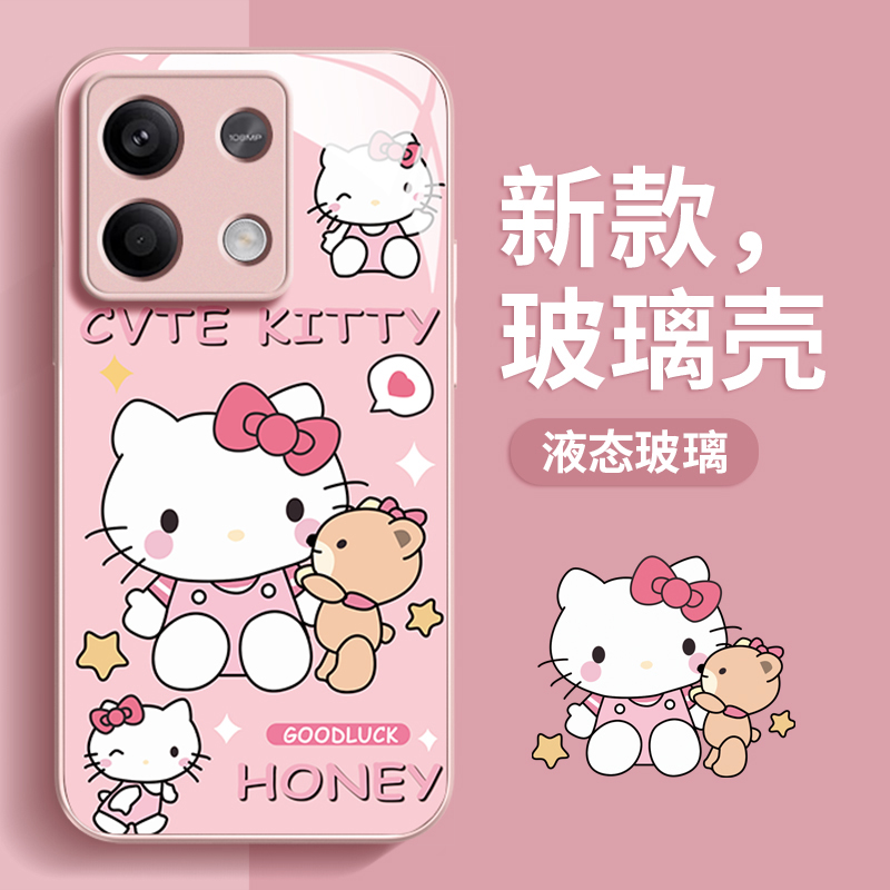 红米note13手机壳新款k70pro玻璃note12pro+/11卡通redmi小米k60哈喽kitty猫k50k40k30女款12turbo保护套por - 图2