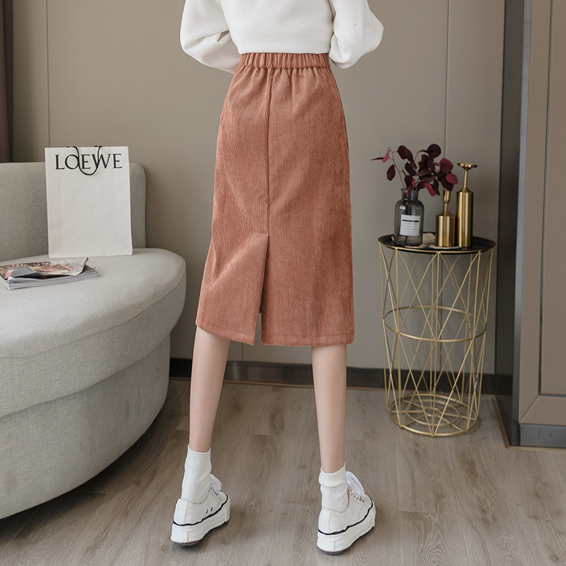 秋冬灯芯绒中长款2020新款半身裙 五羊佳人半身裙