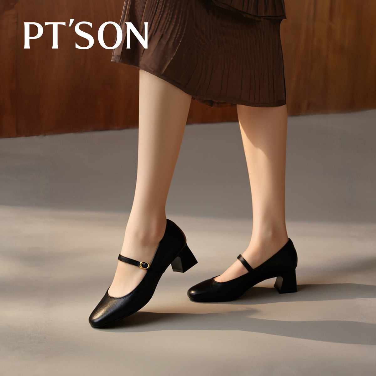 商场同款百田森超软小羊皮单鞋女2025秋新款粗跟高跟鞋女玛丽珍鞋,淘宝优惠券,粉丝福利购,淘宝优惠卷