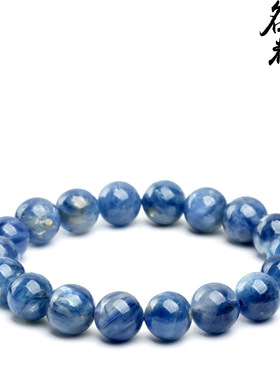 名都水晶 天然蓝晶石云母圆珠手链 双色蓝晶石散珠手串厂家直销