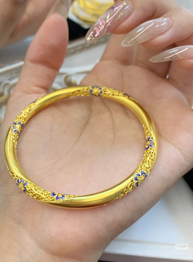 青花珐琅|莫比乌斯兰花花丝手镯繁花似锦古法国风