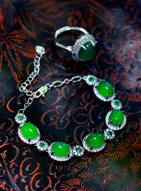 和合大仙人 翡翠平替专场 特价包邮双色天然冰种玉髓手链戒指套装