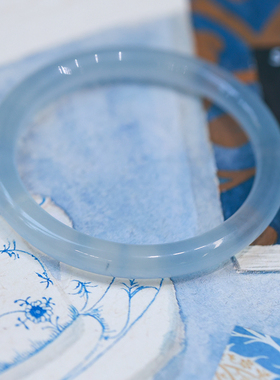 和合大仙人 特价包邮 宛如一汪清泉 水沫玉蓝水手镯 美人条细圆镯