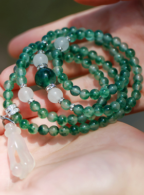 和合大仙人 原创冰种玉髓佛手 手链项链两用 天然飘花玉髓仿翡翠