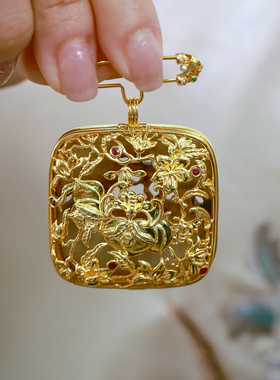 和合大仙人 原创自制 S925银镀金古董福寿三多可打开香囊吊坠项链