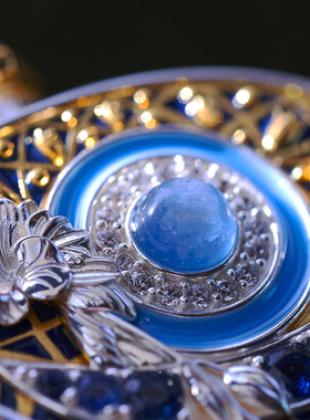 和合大仙人 S925纯银镀金古董玛瑙可打开香水瓶斜挎链 卡梅奥项链