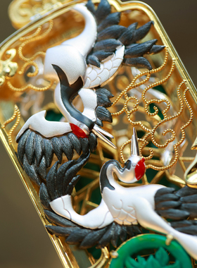 和合大仙人 原创设计 梅妻鹤子1K金古董绿松石可拆卸香囊多用吊坠