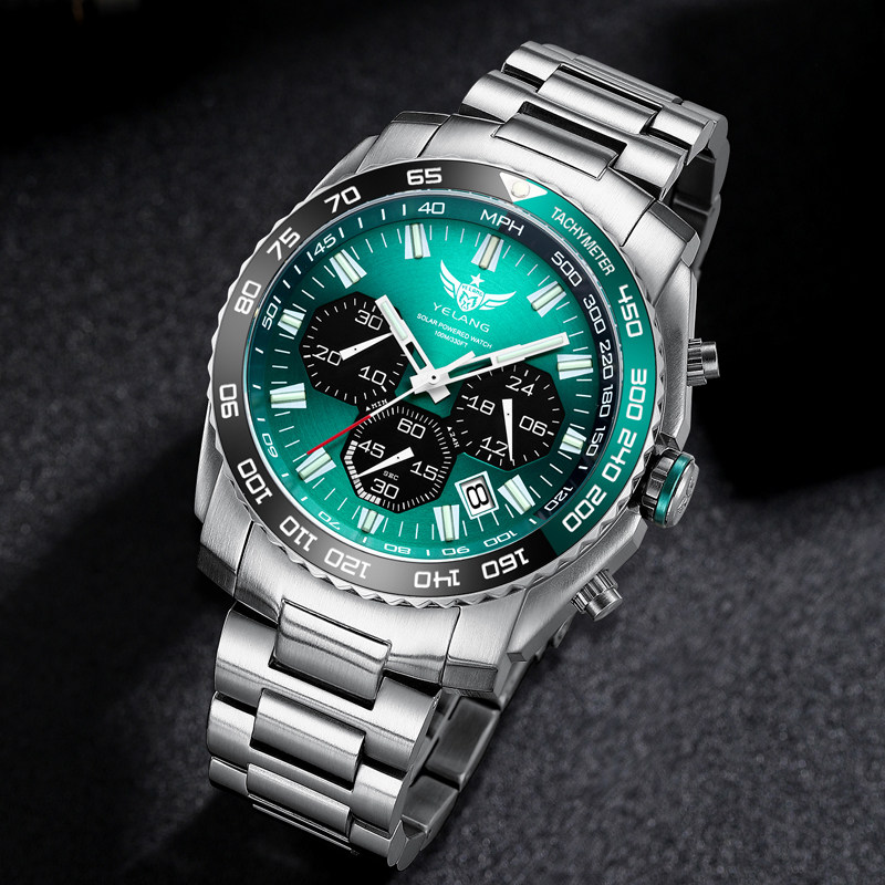 野狼男士太阳能瑞士氚气夜光石英表 野狼手表国产腕表