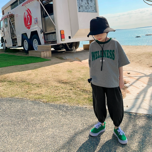 Летняя одежда, летняя хлопковая футболка с коротким рукавом для мальчиков, подходит для подростков