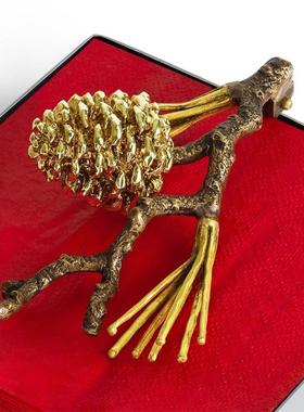 新品Michael Aram美国原装松果纸巾架手工不锈钢餐巾纸盒进口礼品