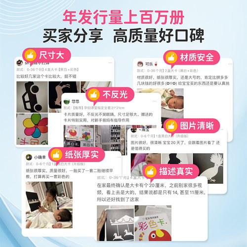 升级版 黑白卡片婴儿早教卡宝宝新生儿视觉激发彩色大卡闪卡玩具 - 图0