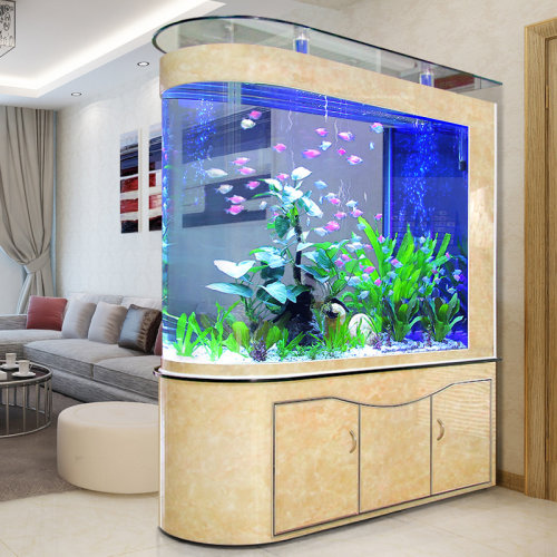 2026新款欧宝子弹头鱼缸水族箱客厅生态玻璃 U型玄关底滤智能定制 - 图0